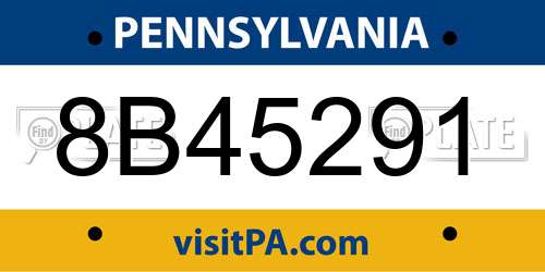 8B45291 Pennsylvania License Plate