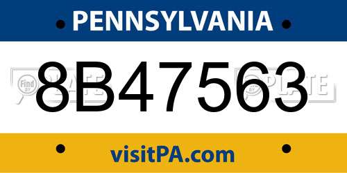8B47563 Pennsylvania License Plate