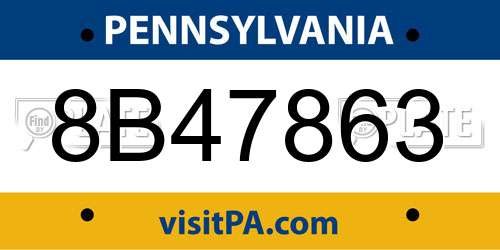 8B47863 Pennsylvania License Plate
