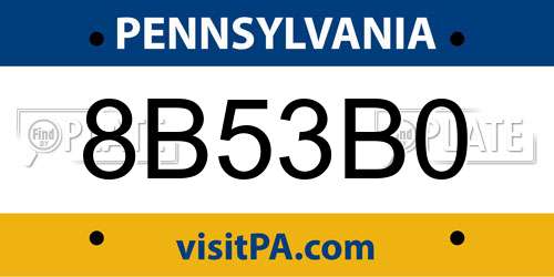 8B53B0 Pennsylvania License Plate