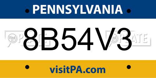 8B54V3 Pennsylvania License Plate
