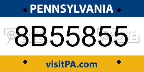 8B55855 Pennsylvania License Plate