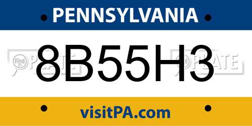 8B55H3 Pennsylvania License Plate