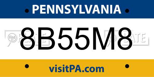 8B55M8 Pennsylvania License Plate