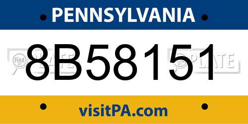 8B58151 Pennsylvania License Plate