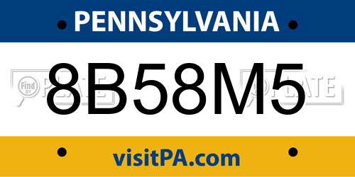 8B58M5 Pennsylvania License Plate