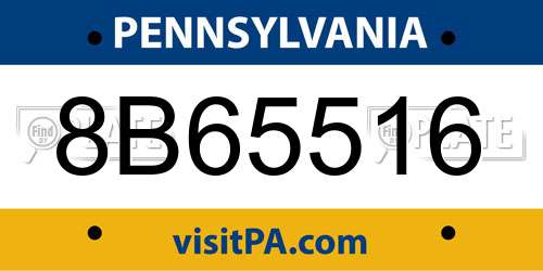8B65516 Pennsylvania License Plate