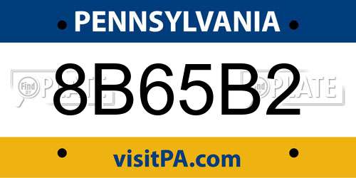 8B65B2 Pennsylvania License Plate
