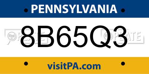 8B65Q3 Pennsylvania License Plate