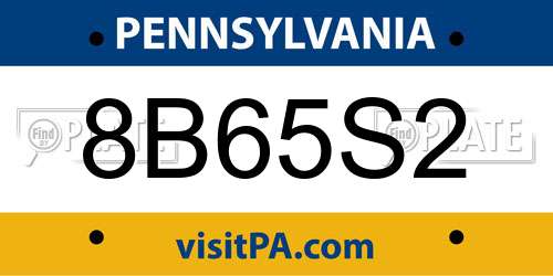 8B65S2 Pennsylvania License Plate