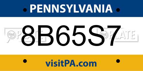 8B65S7 Pennsylvania License Plate
