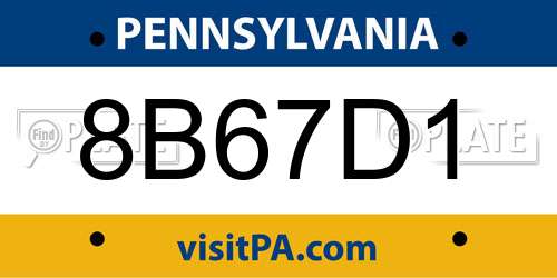 8B67D1 Pennsylvania License Plate