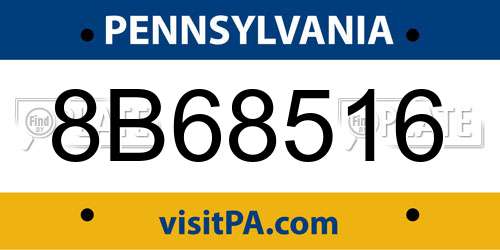 8B68516 Pennsylvania License Plate