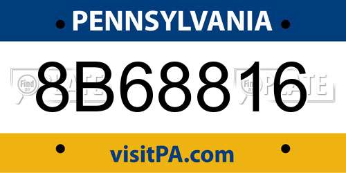 8B68816 Pennsylvania License Plate