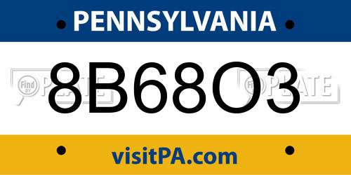8B68O3 Pennsylvania License Plate