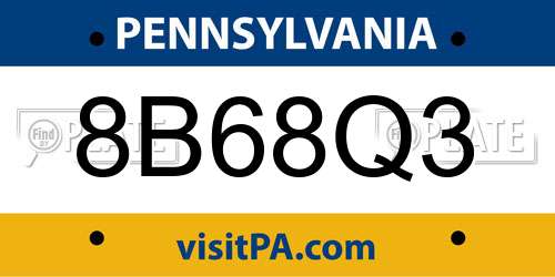 8B68Q3 Pennsylvania License Plate