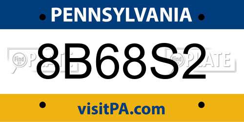 8B68S2 Pennsylvania License Plate