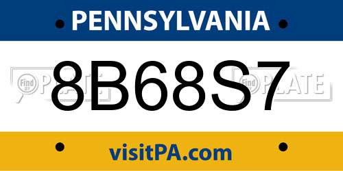 8B68S7 Pennsylvania License Plate