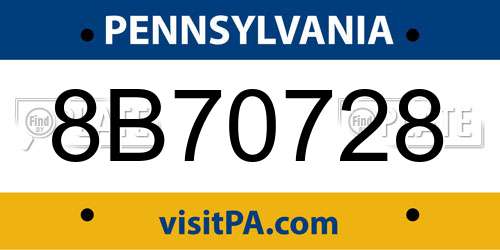 8B70728 Pennsylvania License Plate