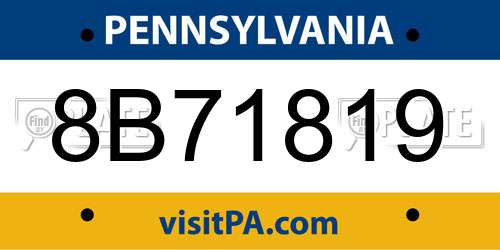 8B71819 Pennsylvania License Plate