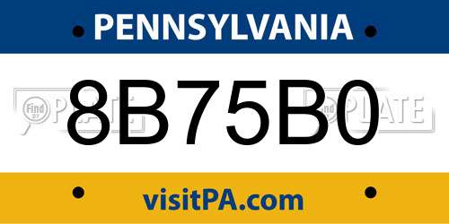 8B75B0 Pennsylvania License Plate