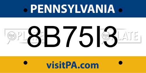 8B75I3 Pennsylvania License Plate