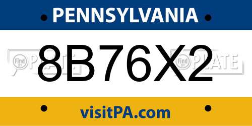 8B76X2 Pennsylvania License Plate
