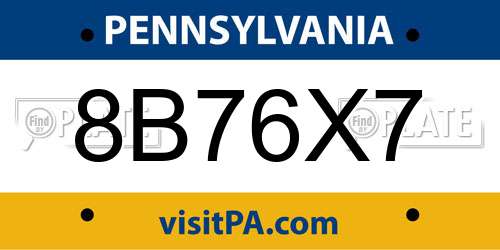 8B76X7 Pennsylvania License Plate