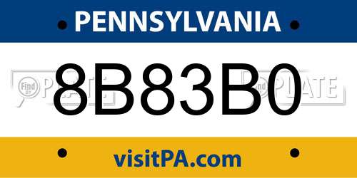 8B83B0 Pennsylvania License Plate