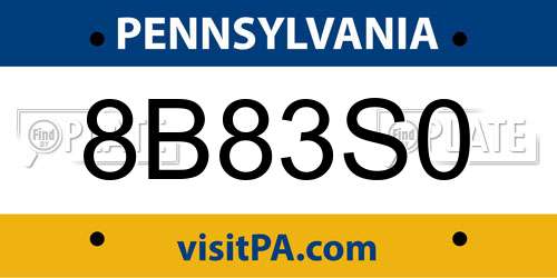 8B83S0 Pennsylvania License Plate
