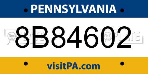 8B84602 Pennsylvania License Plate