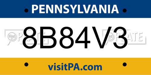 8B84V3 Pennsylvania License Plate