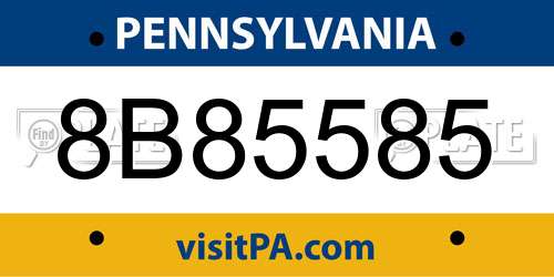 8B85585 Pennsylvania License Plate