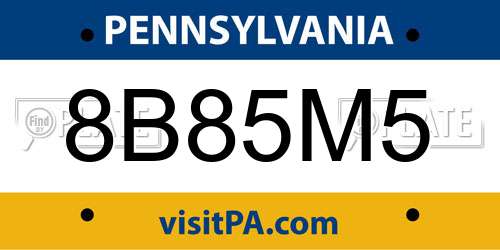 8B85M5 Pennsylvania License Plate