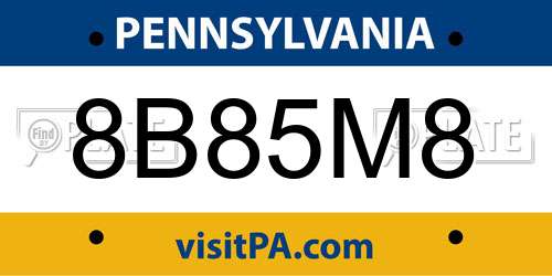8B85M8 Pennsylvania License Plate