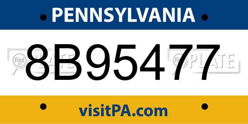 8B95477 Pennsylvania License Plate