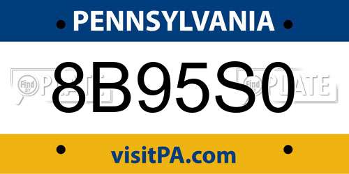 8B95S0 Pennsylvania License Plate