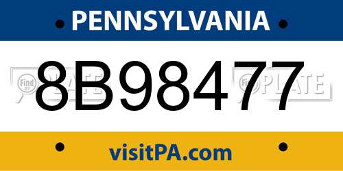 8B98477 Pennsylvania License Plate
