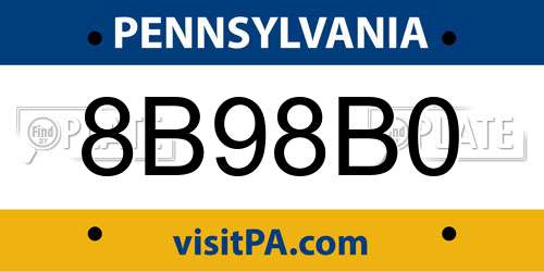 8B98B0 Pennsylvania License Plate
