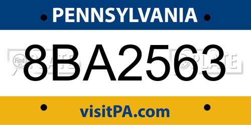 8BA2563 Pennsylvania License Plate