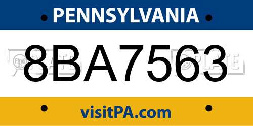 8BA7563 Pennsylvania License Plate