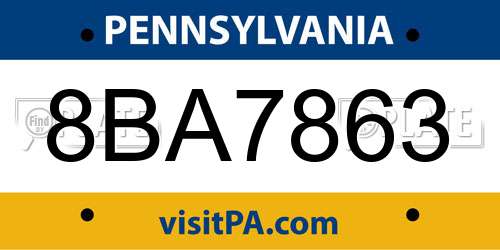 8BA7863 Pennsylvania License Plate