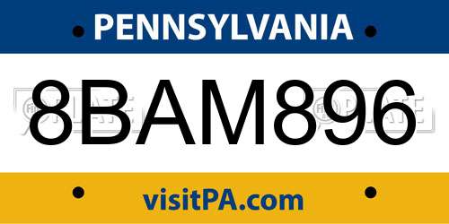 8BAM896 Pennsylvania License Plate