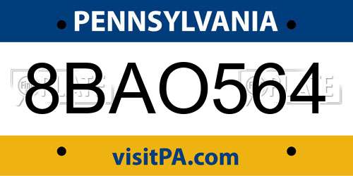 8BAO564 Pennsylvania License Plate