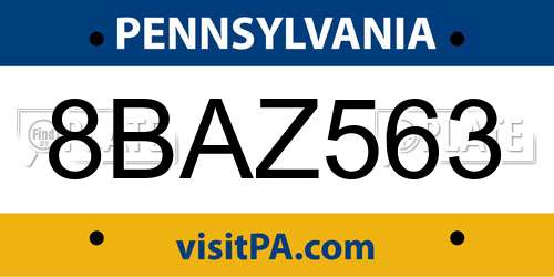 8BAZ563 Pennsylvania License Plate