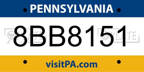 8BB8151 Pennsylvania License Plate