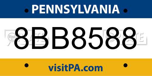 8BB8588 Pennsylvania License Plate