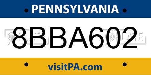 8BBA602 Pennsylvania License Plate