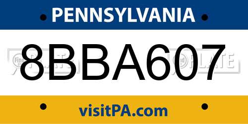 8BBA607 Pennsylvania License Plate