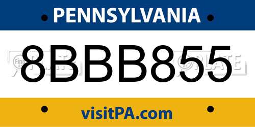 8BBB855 Pennsylvania License Plate